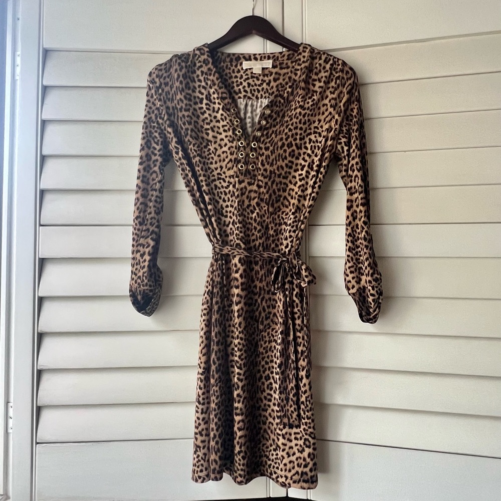 Michael Kors leopard skin, tie waist dress. Never worn.